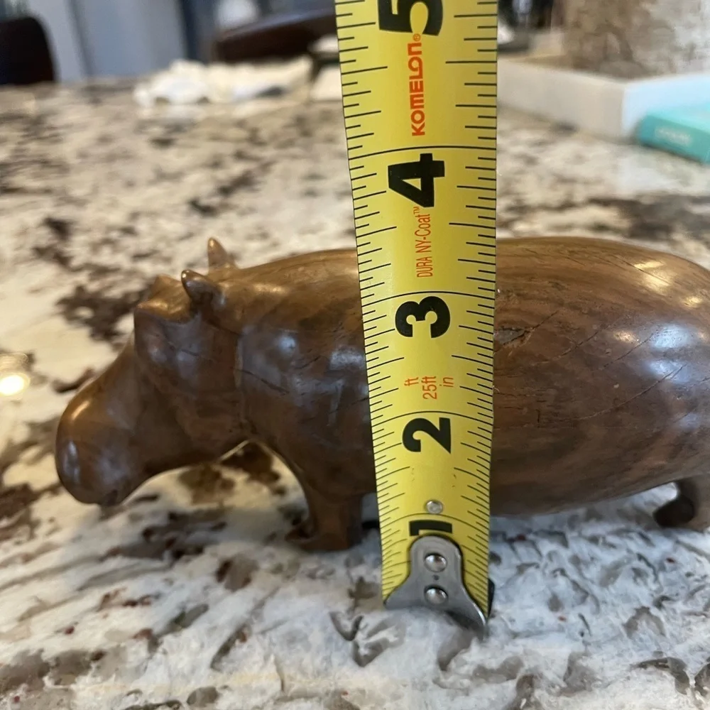Hand Carved Wood African Hippopotamus Decor Object